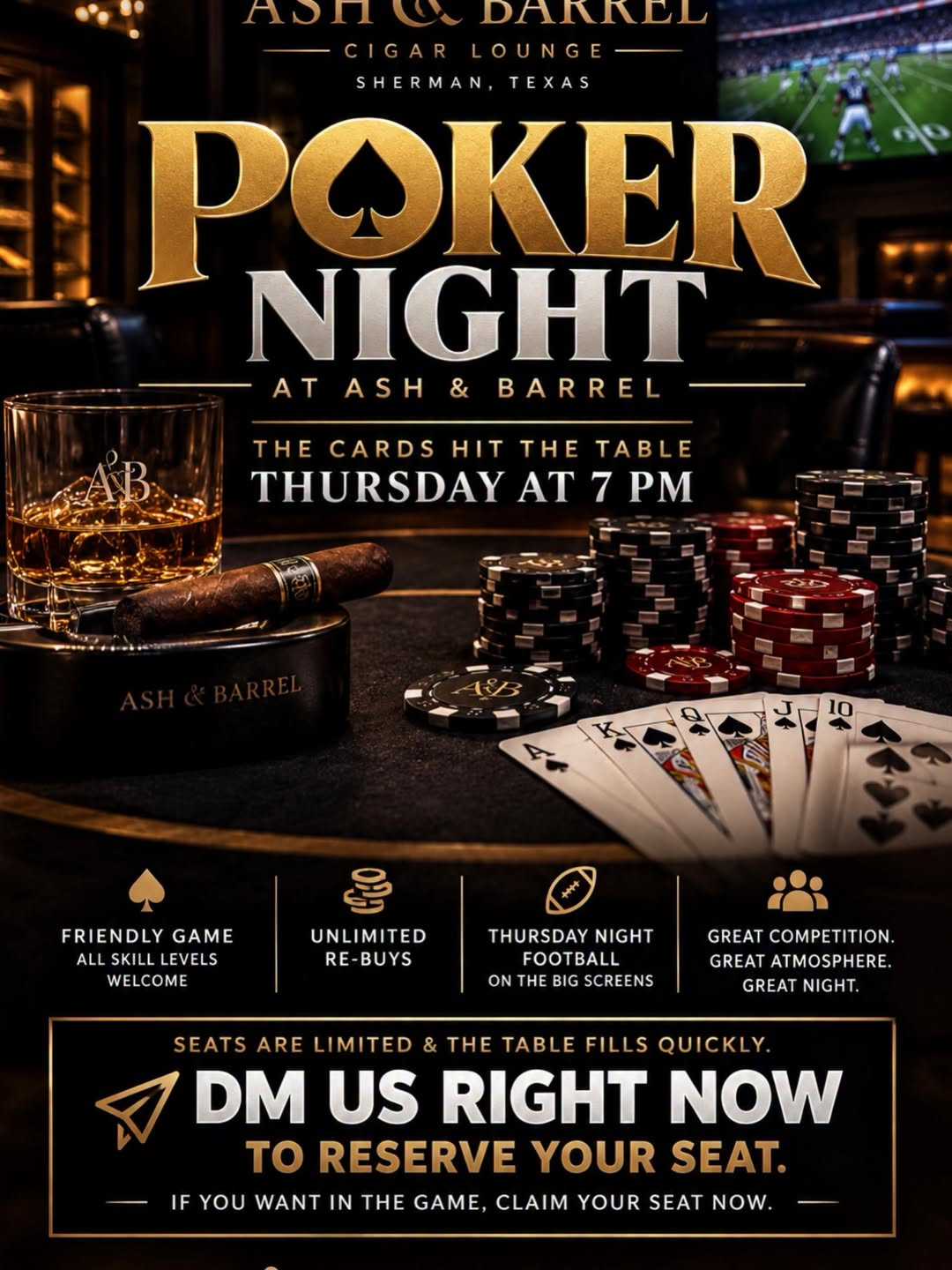 Poker Night: Cards Hit the Table Thursdays at 7 PM at Ash & Barrel